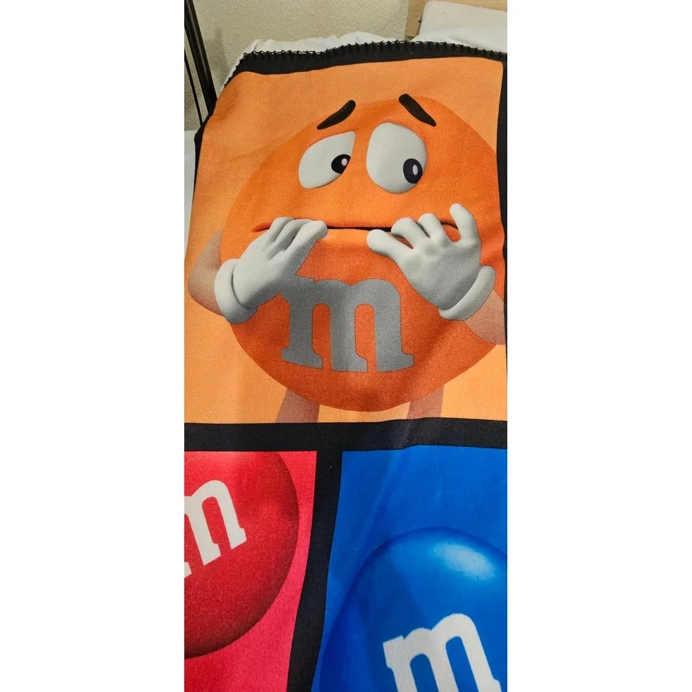 M&M's Mars Character Fleece Throw Blanket Multicolor Candy Graphic Print